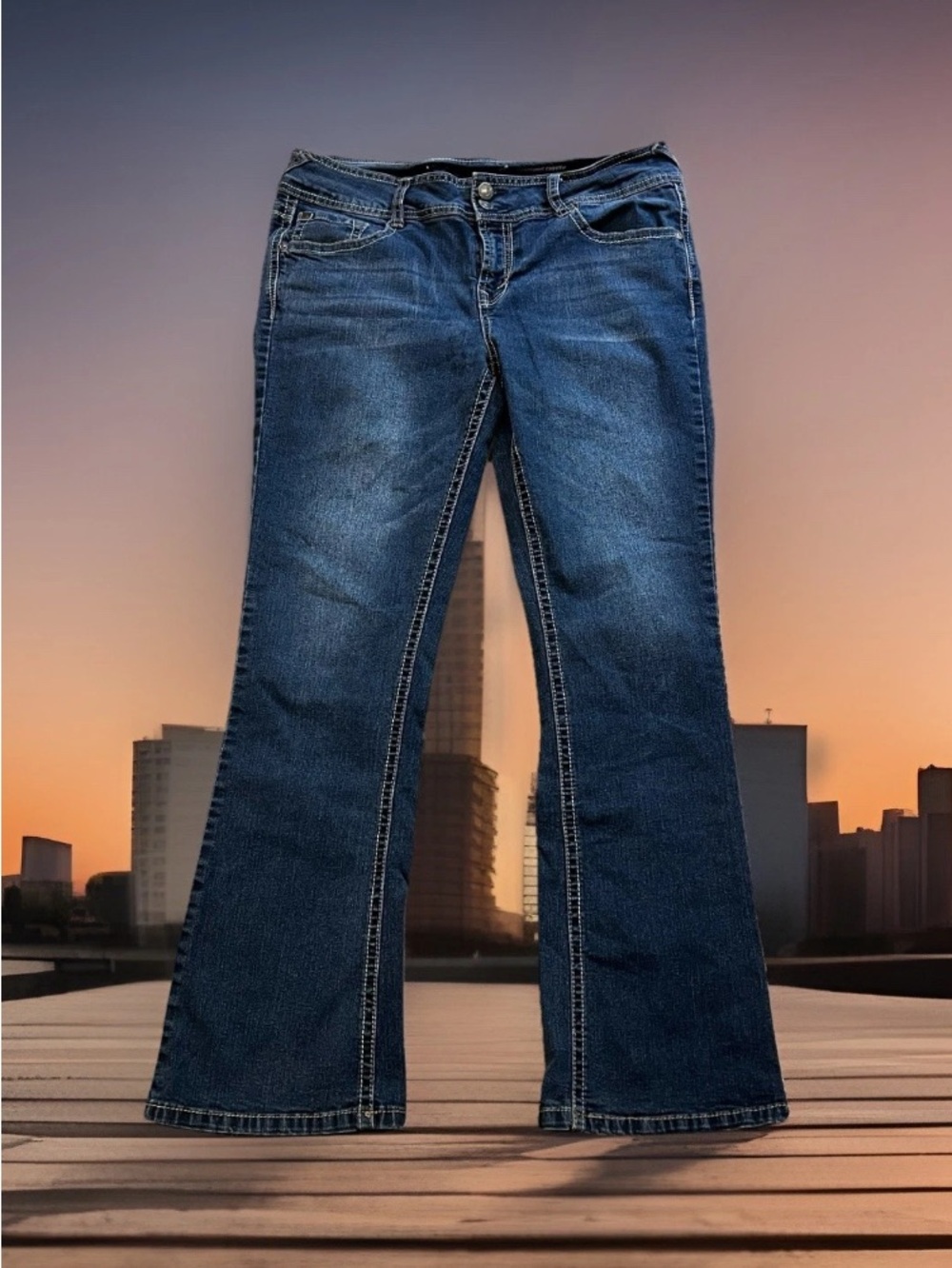 Wallflower Bootcut Flare Jeans Dark Blue Indigo Denim Luscious Curvy Fit Sz 13
